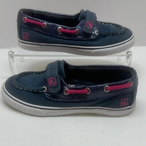 Sperry Loafers Girls size 11M Navy, Glitter and Pink - Picture 5 of 7
